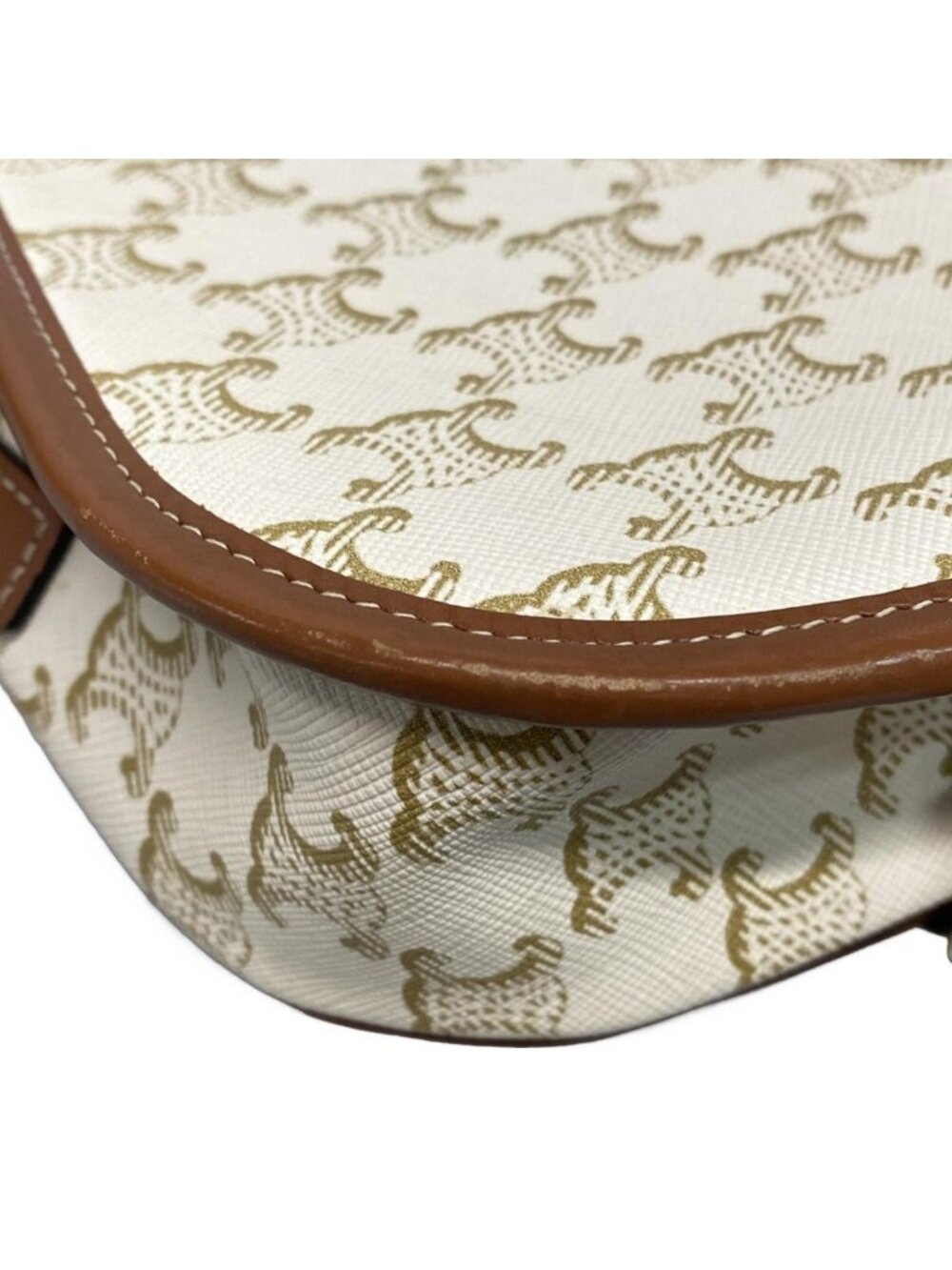 Celine Shoulder Bag Falco Midi Triomphe Canvas Ivory Beige Brown - Picture 15 of 15